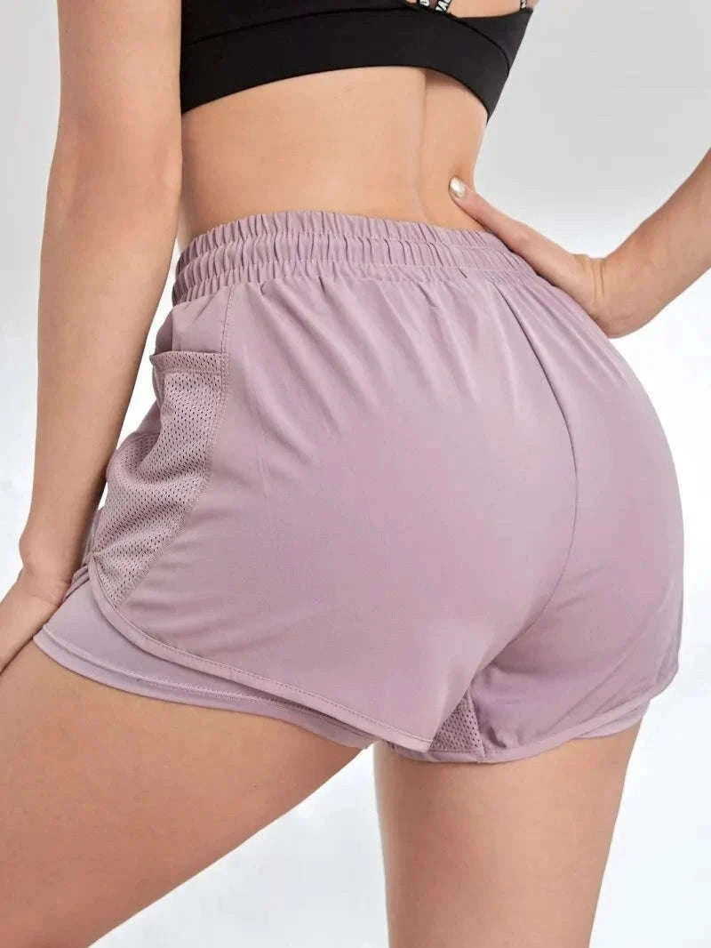 Women’s Fake Two-Piece Yoga Leggings with Pockets-S / black