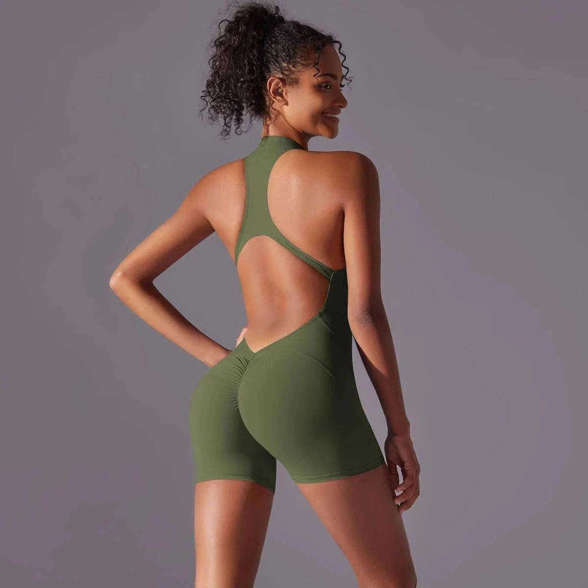 Women’s Fitness Bodysuit for Yoga, Gym and Quick-Dry Comfort-Cocoa / XL