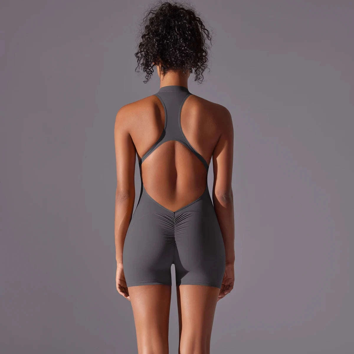 Women's Fitness Bodysuit Yoga & Gym Push‑Up Quick Dry-Cocoa / XL