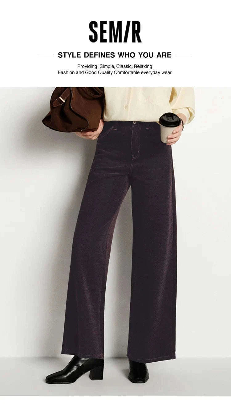 Women’s Fleece-Lined Wide Leg Jeans – Warm Loose Fit Winter Pants-Blue and Coffee / M / China Mainland