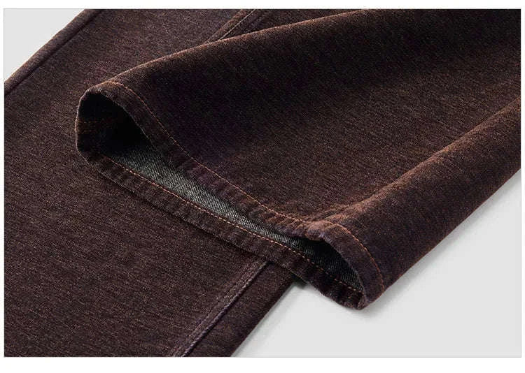 Women’s Fleece-Lined Wide Leg Jeans – Warm Loose Fit Winter Pants-Blue and Coffee / M / China Mainland
