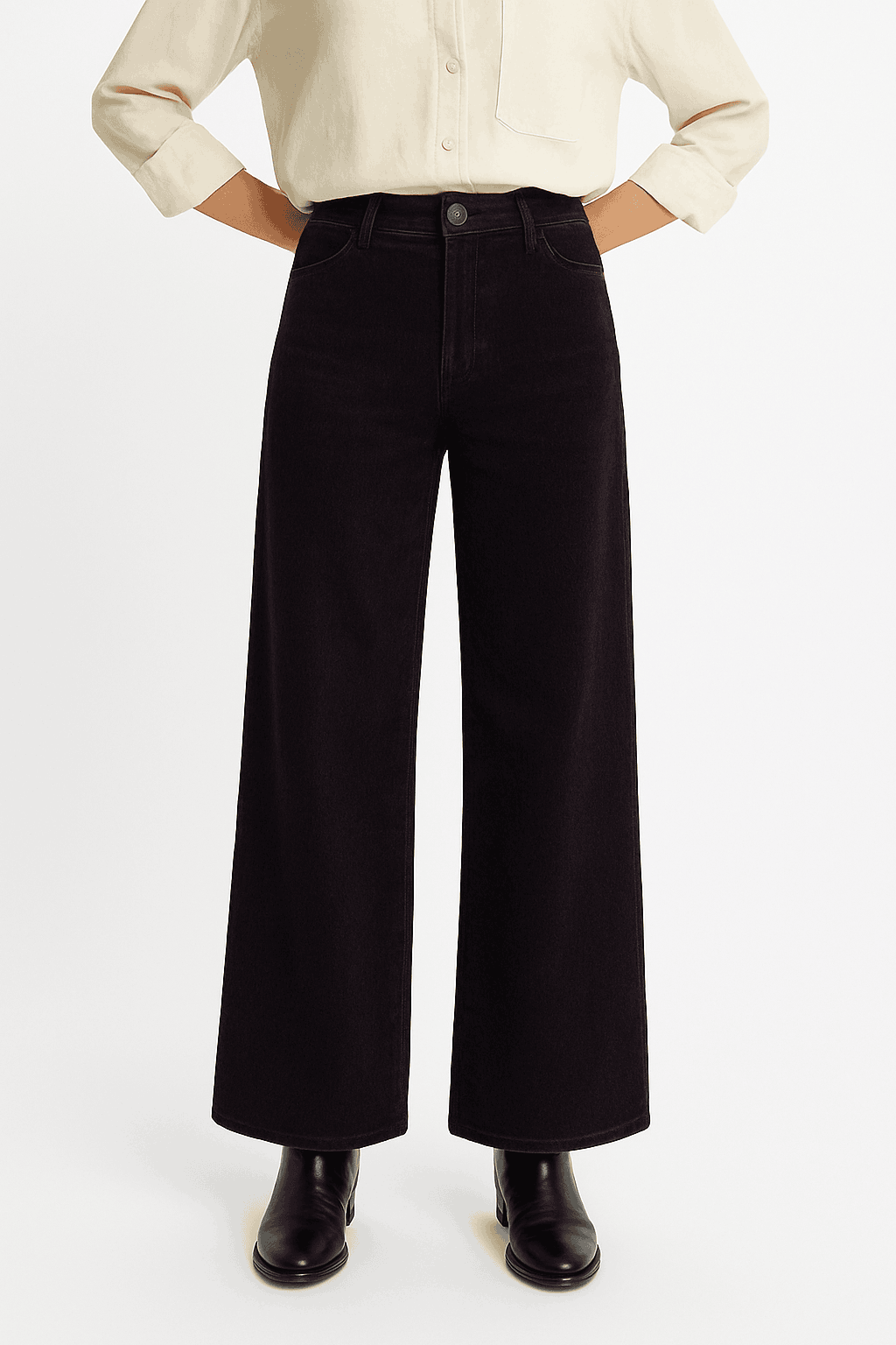 Women’s Fleece-Lined Wide Leg Jeans – Warm Loose Fit Winter Pants-Blue and Coffee / M / China Mainland