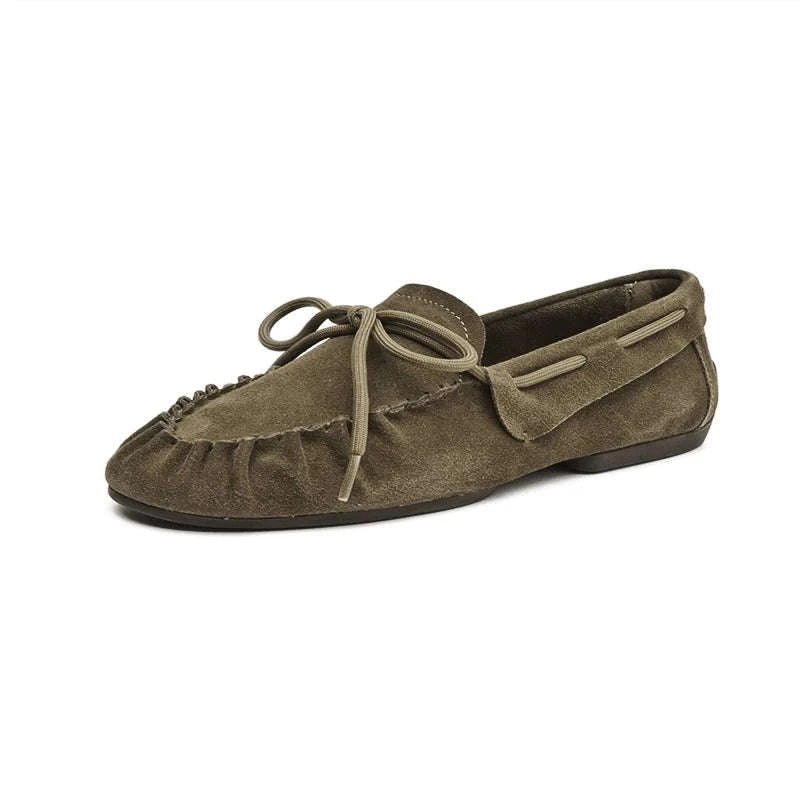 Women's Hand-Sewn Pleated Loafers Flats-brown / 39 / China Mainland