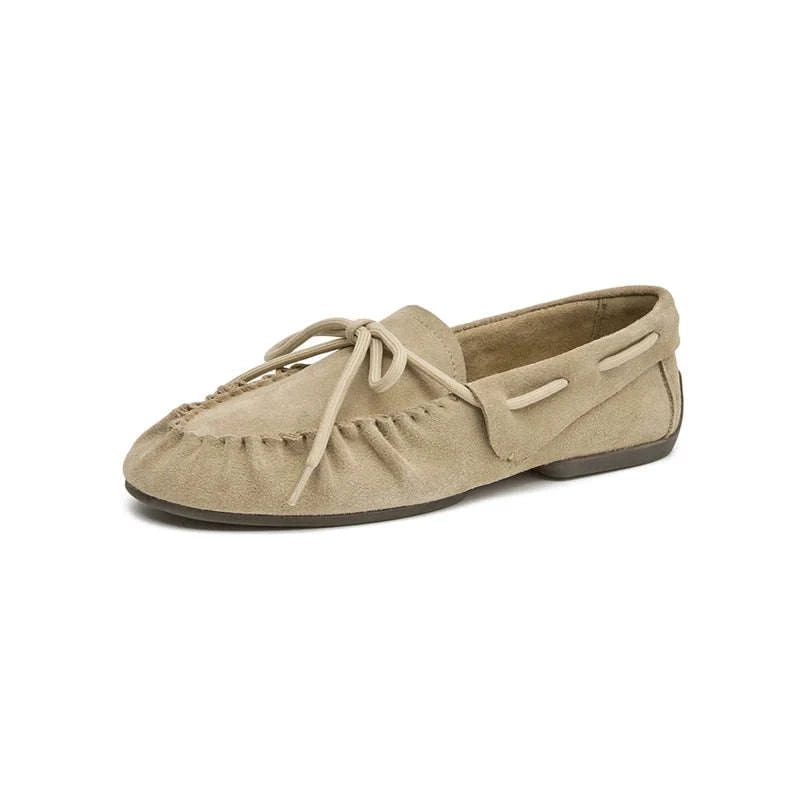 Women's Hand-Sewn Pleated Loafers Flats-brown / 39 / China Mainland