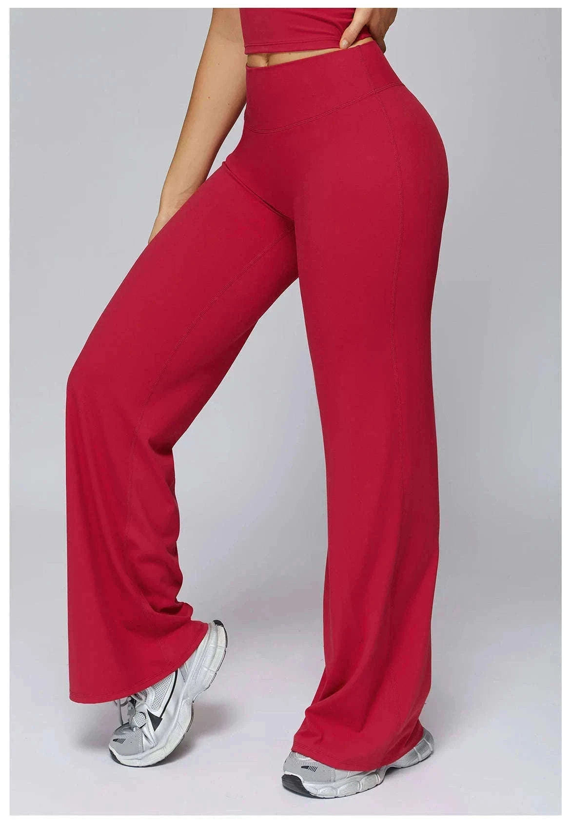 Women’s High Waist Flare Yoga Leggings for Comfort and Style-Lava Red / L / CHINA