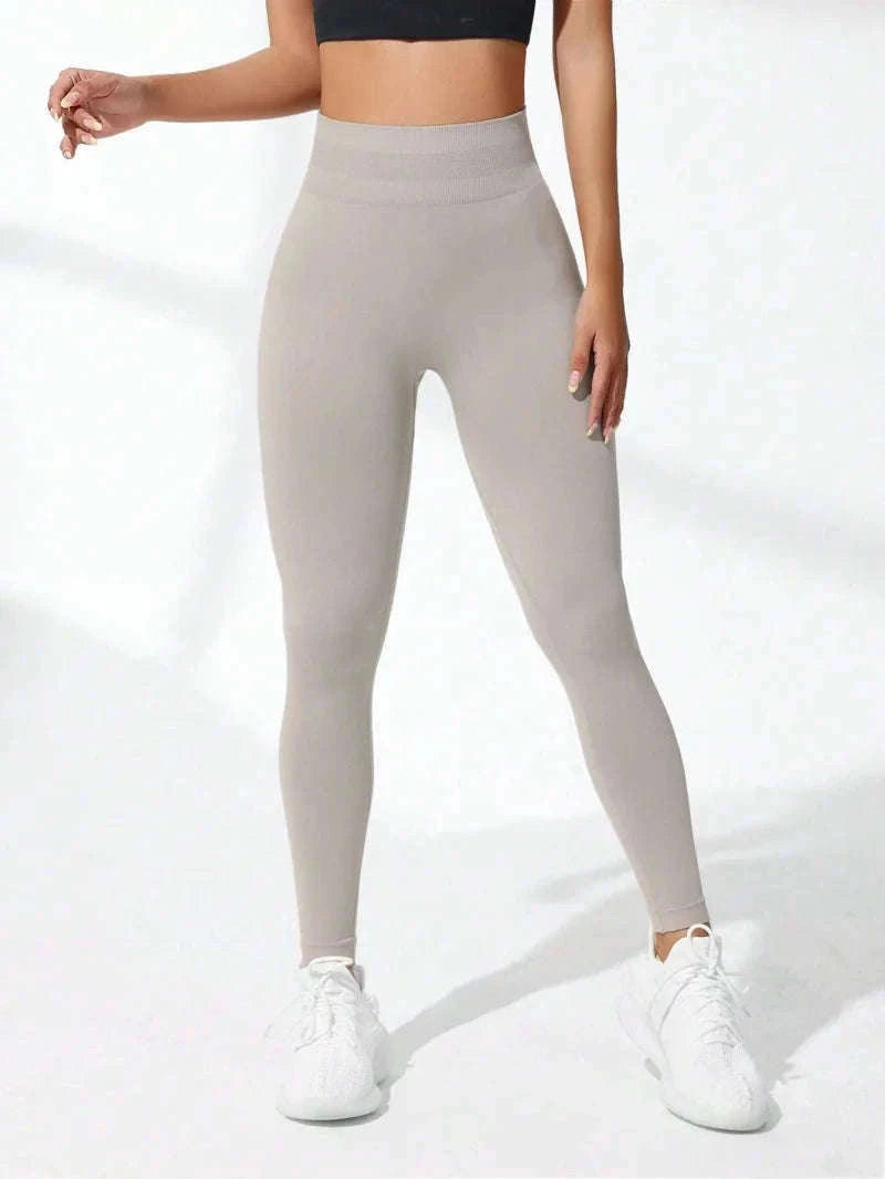 Women's High Waist Seamless Yoga Leggings-S / black