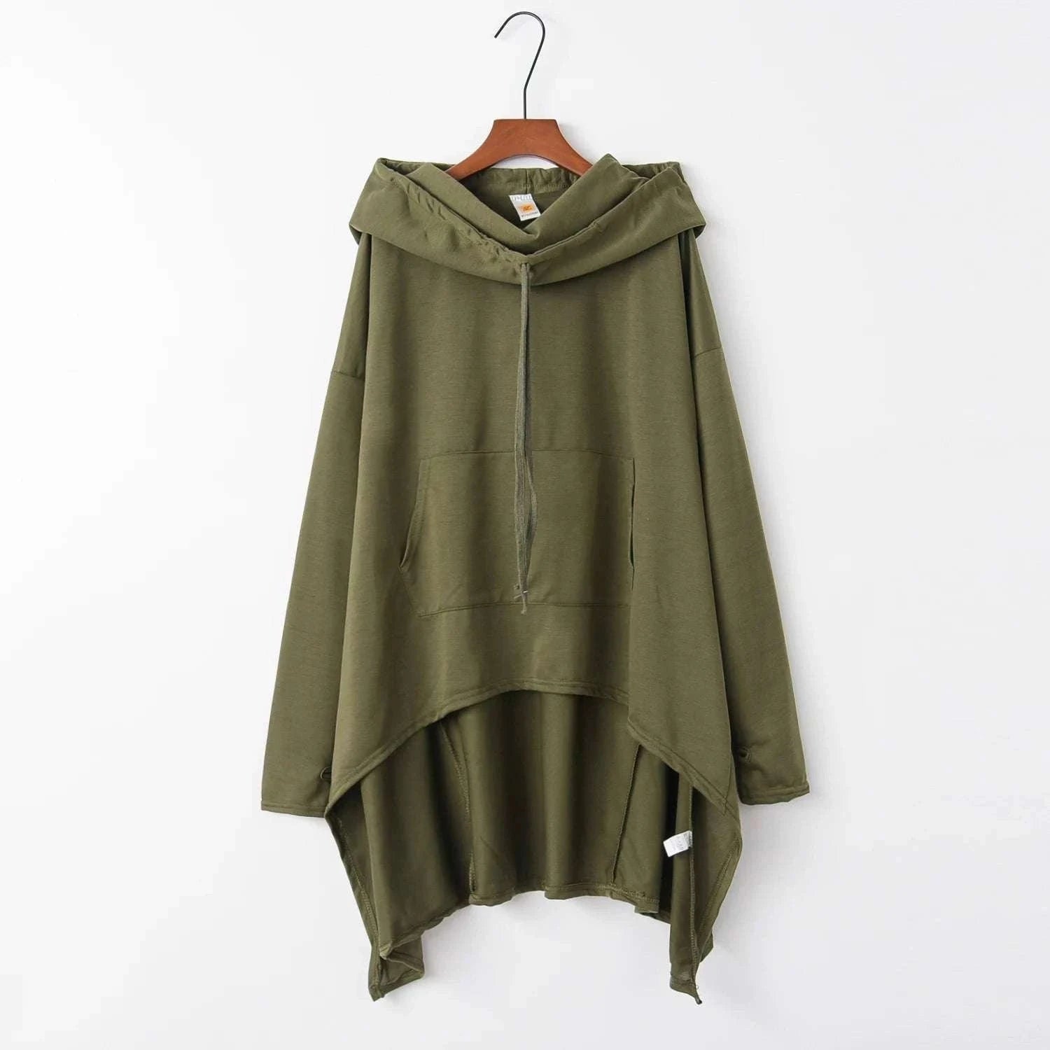 Women's Long Loose Hoodie Dress with Pockets Solid Color-black / XXXL