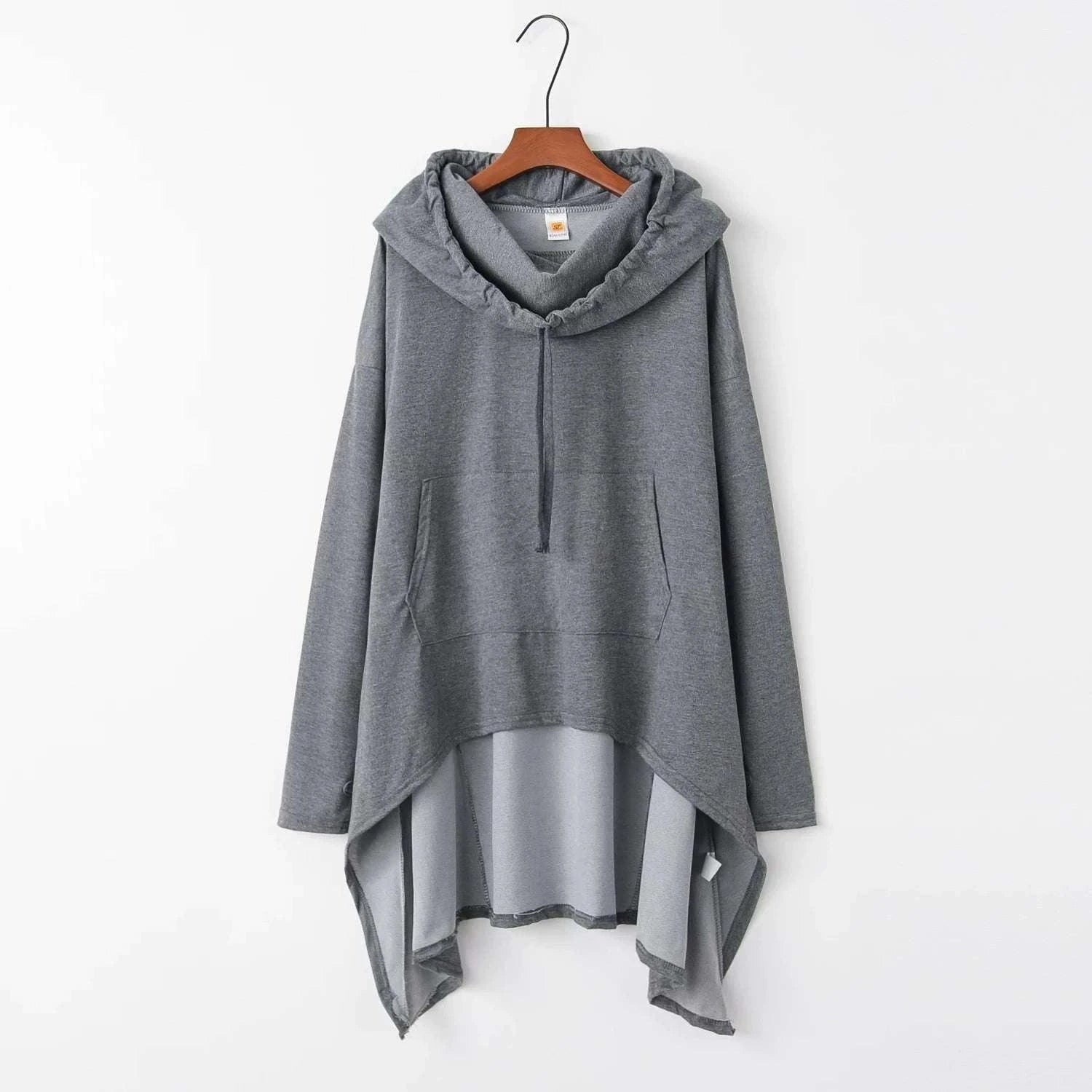Women's Long Loose Hoodie Dress with Pockets Solid Color-black / XXXL