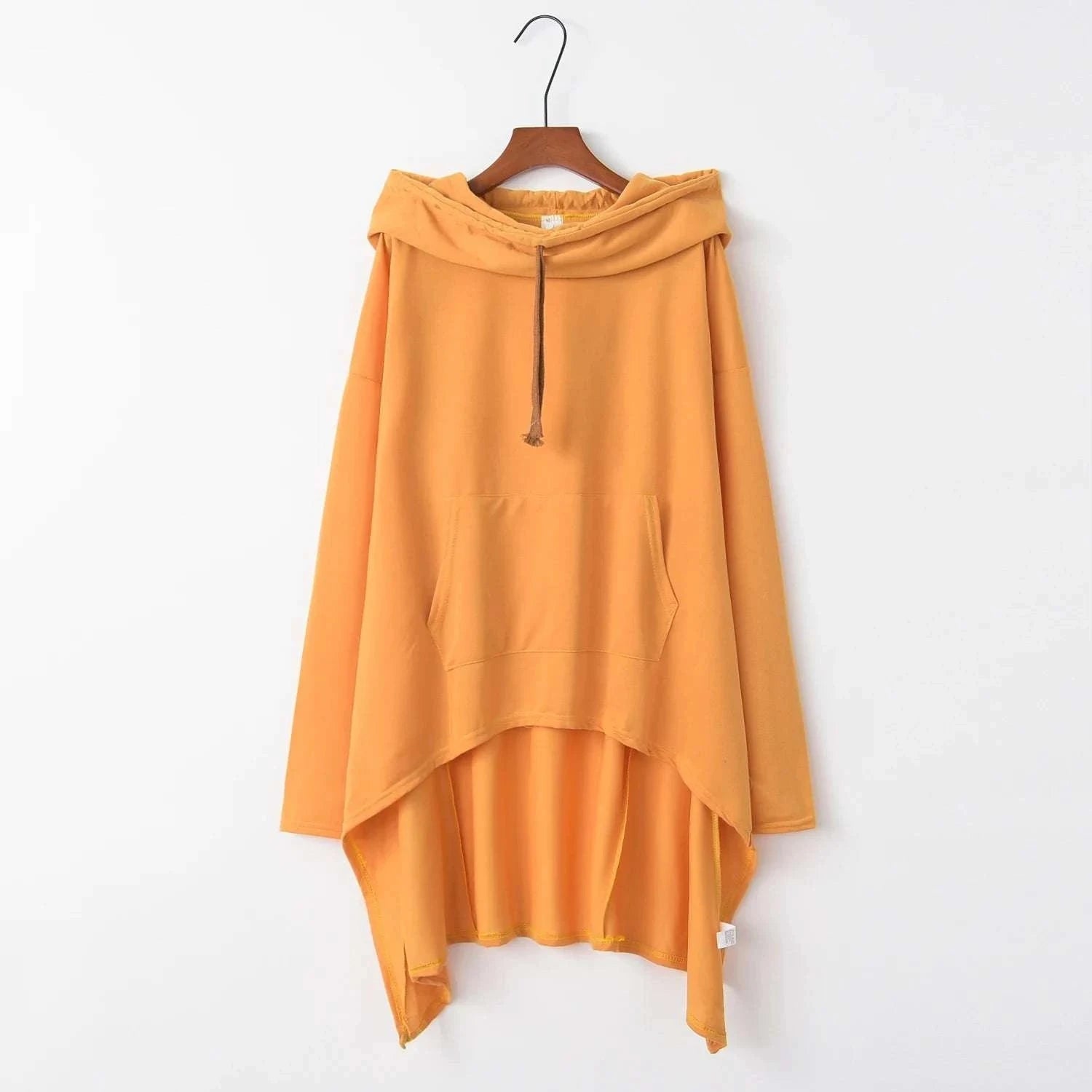 Women's Long Loose Hoodie Dress with Pockets Solid Color-black / XXXL