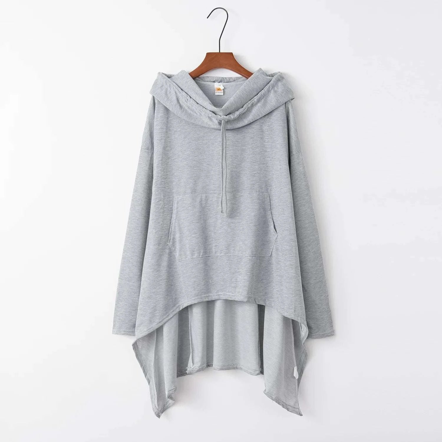 Women's Long Loose Hoodie Dress with Pockets Solid Color-black / XXXL