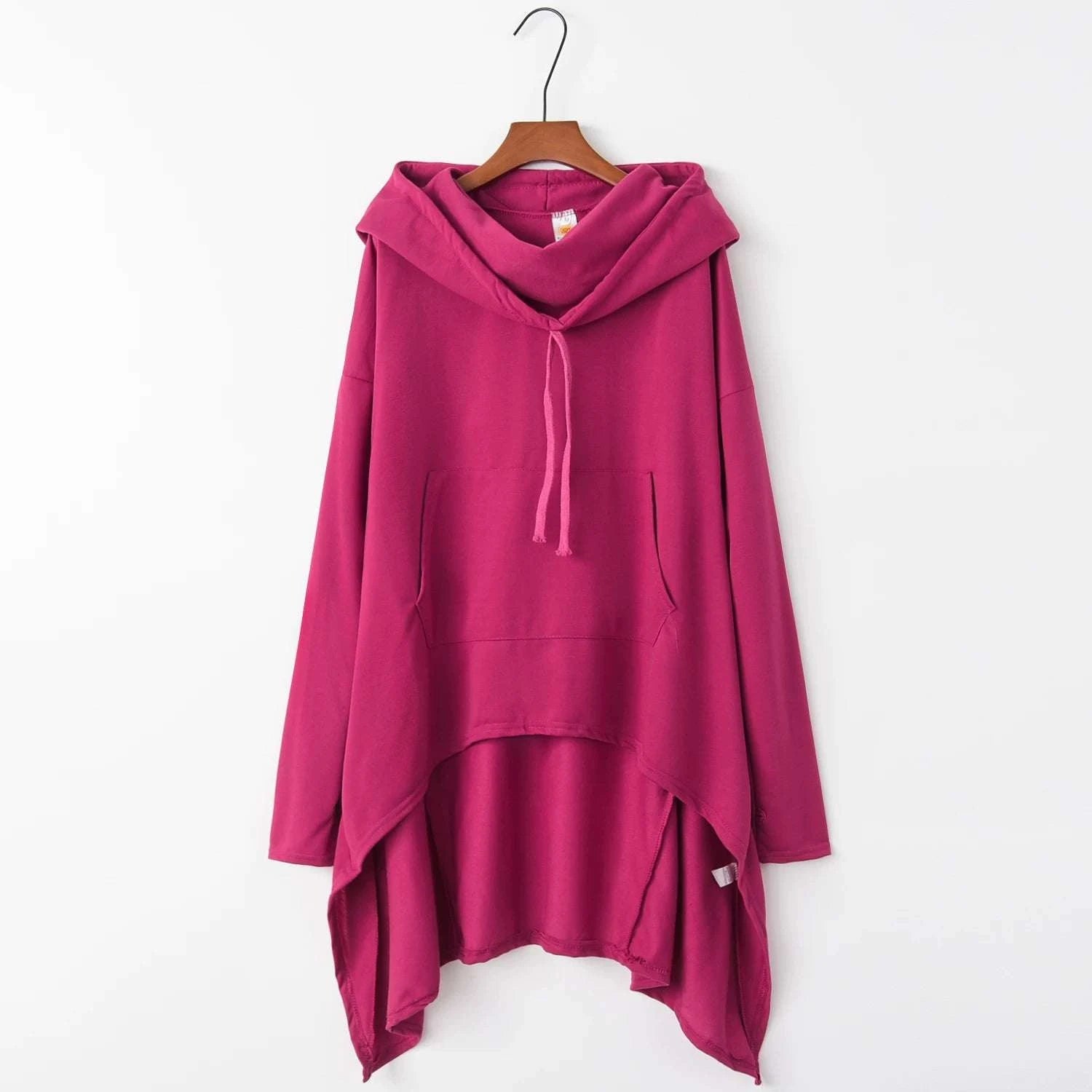 Women's Long Loose Hoodie Dress with Pockets Solid Color-black / XXXL