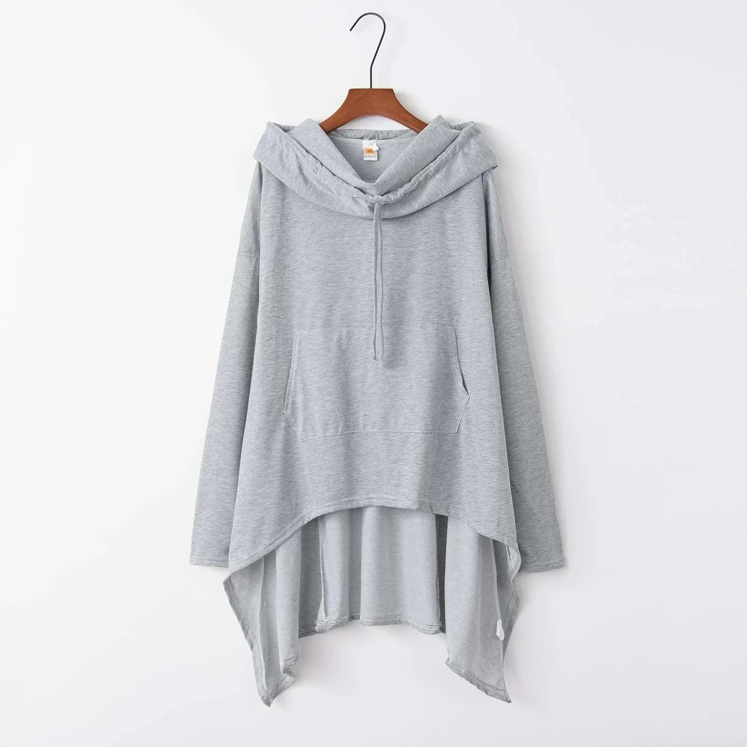 Women's Long Loose Hoodie Dress with Pockets Solid Color-black / XXXL