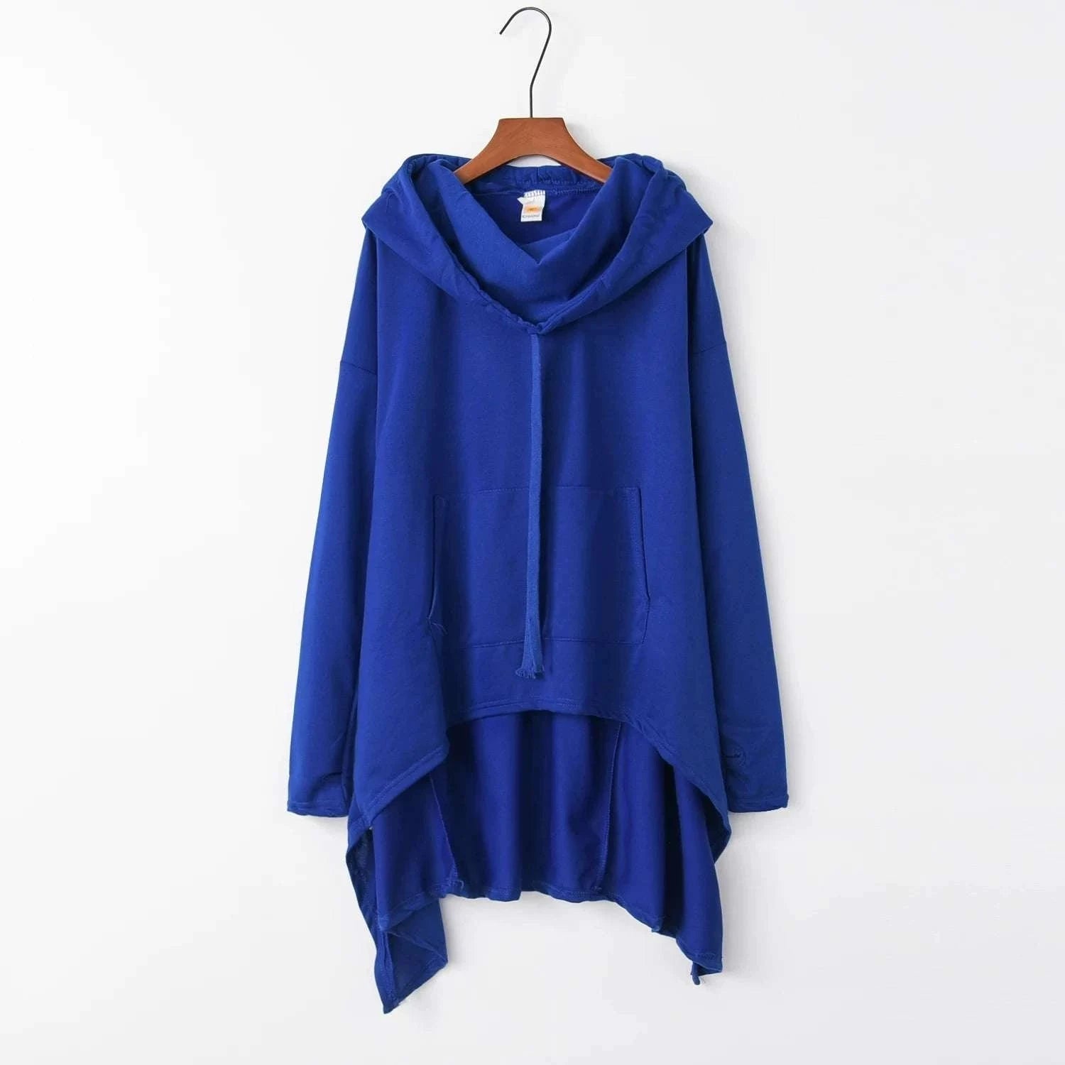 Women's Long Loose Hoodie Dress with Pockets Solid Color-black / XXXL