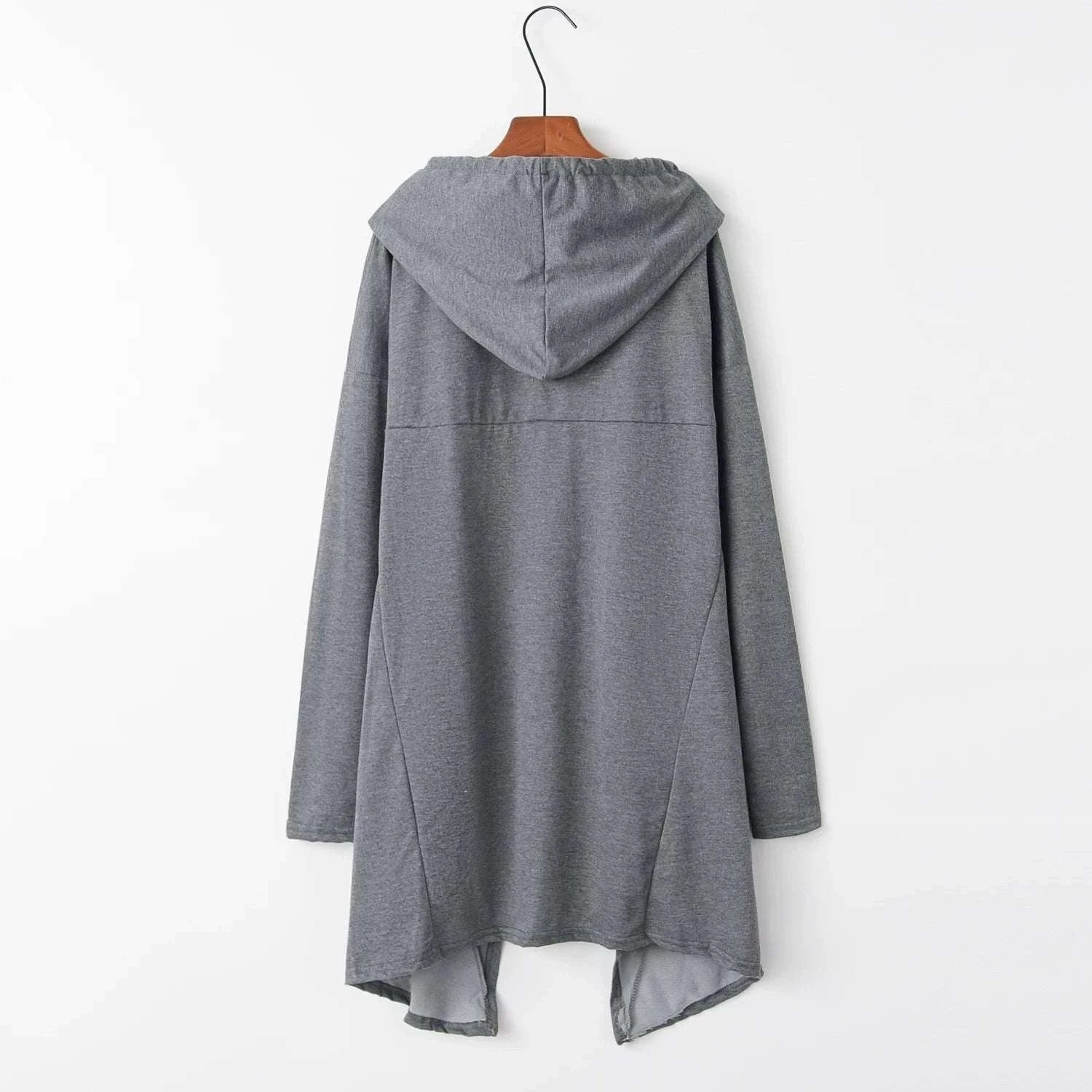 Women's Long Loose Hoodie Dress with Pockets Solid Color-black / XXXL