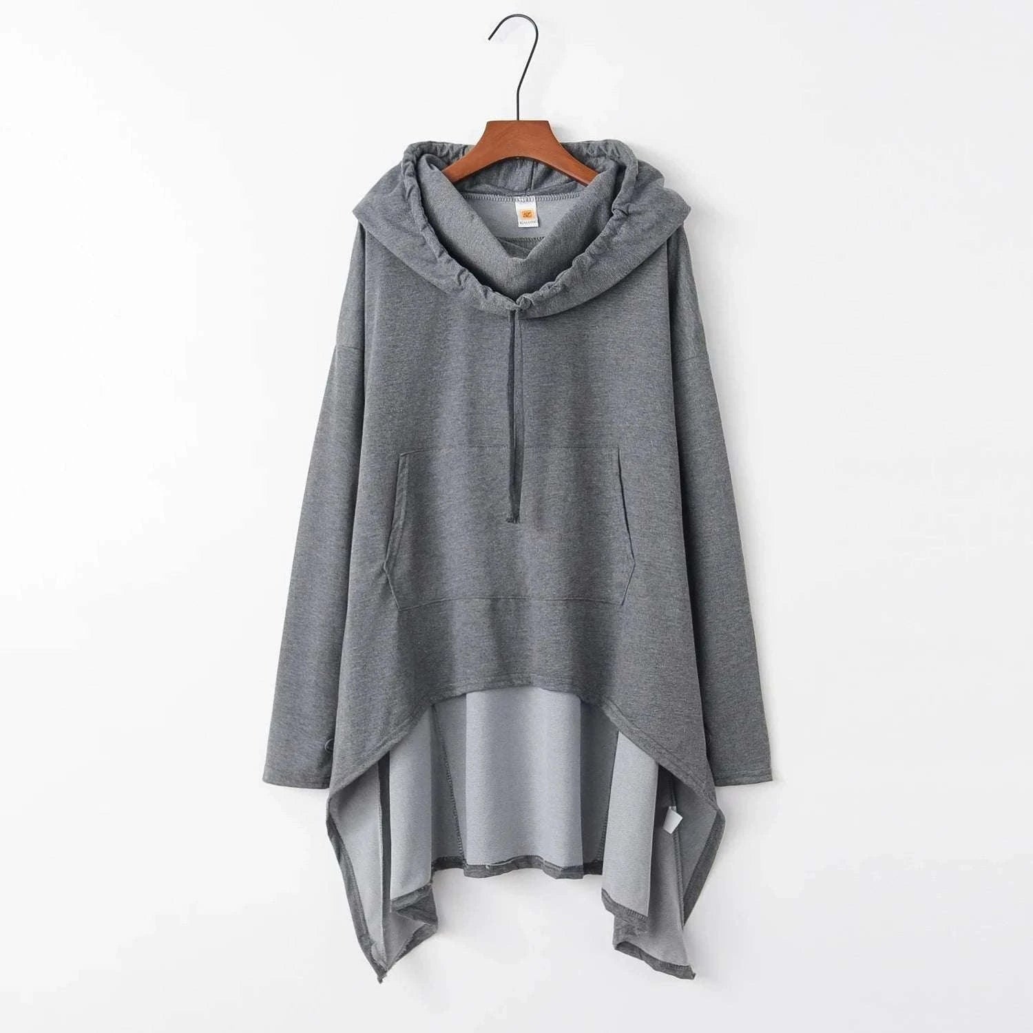Women's Long Loose Hoodie Dress with Pockets Solid Color-black / XXXL