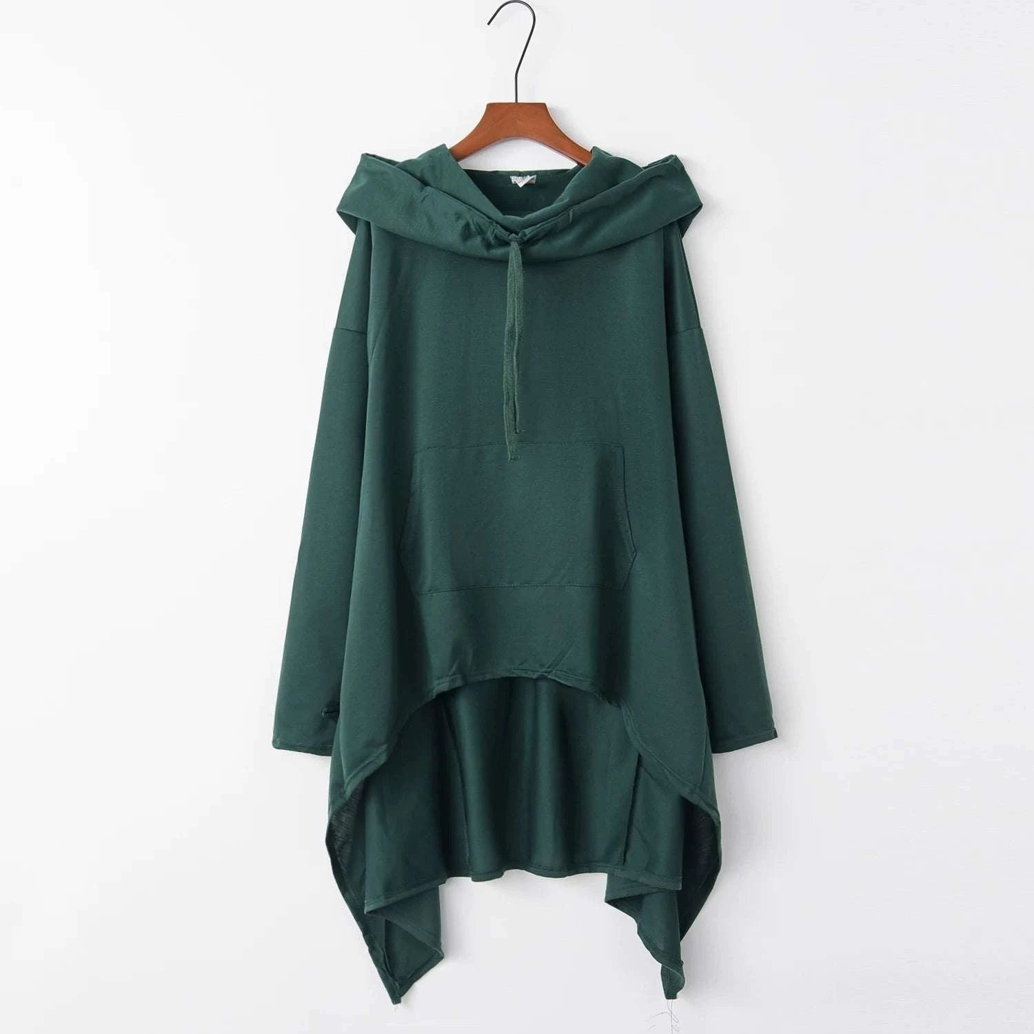 Women's Long Loose Hoodie Dress with Pockets Solid Color-black / XXXL