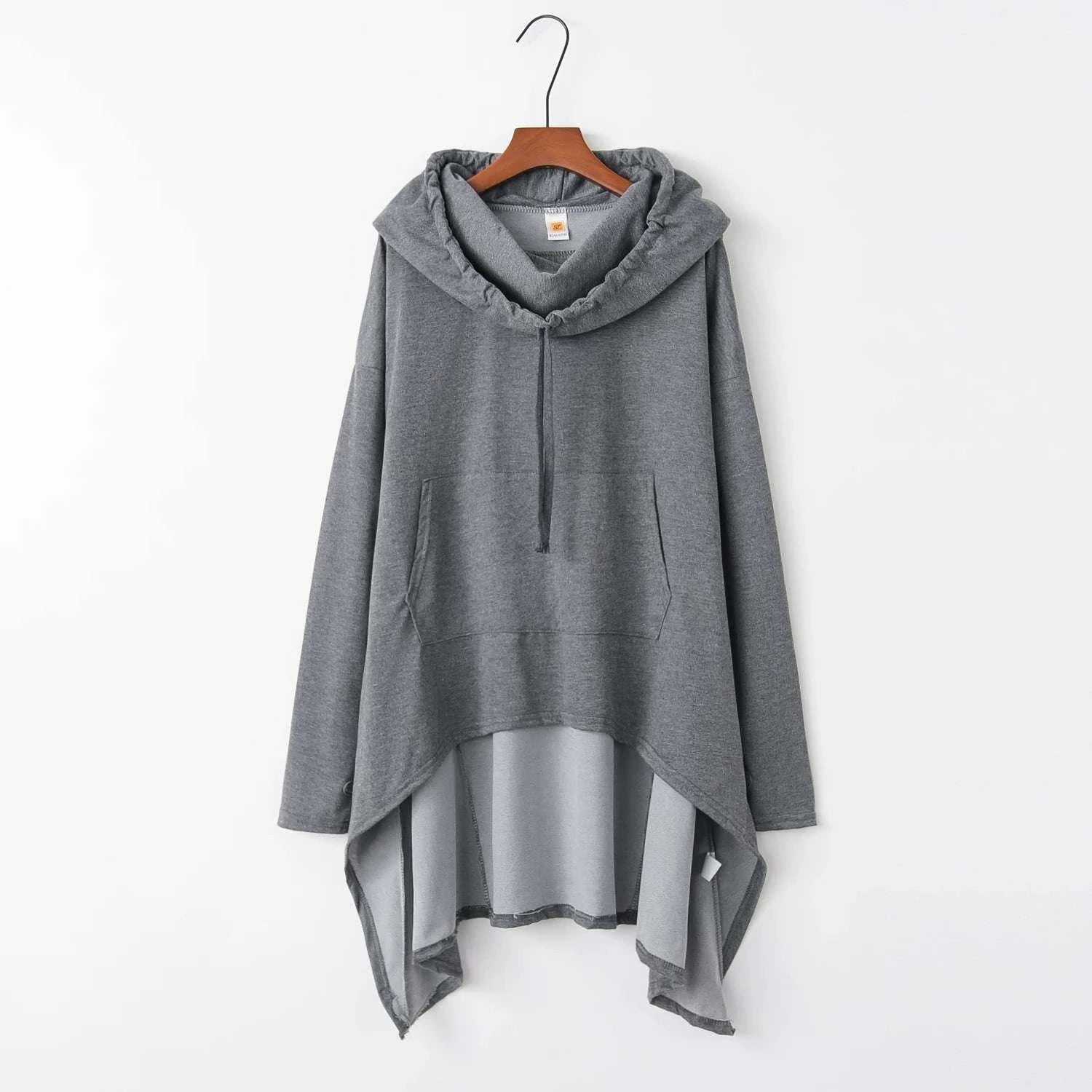 Women's Long Loose Hoodie Dress with Pockets Solid Color-black / XXXL