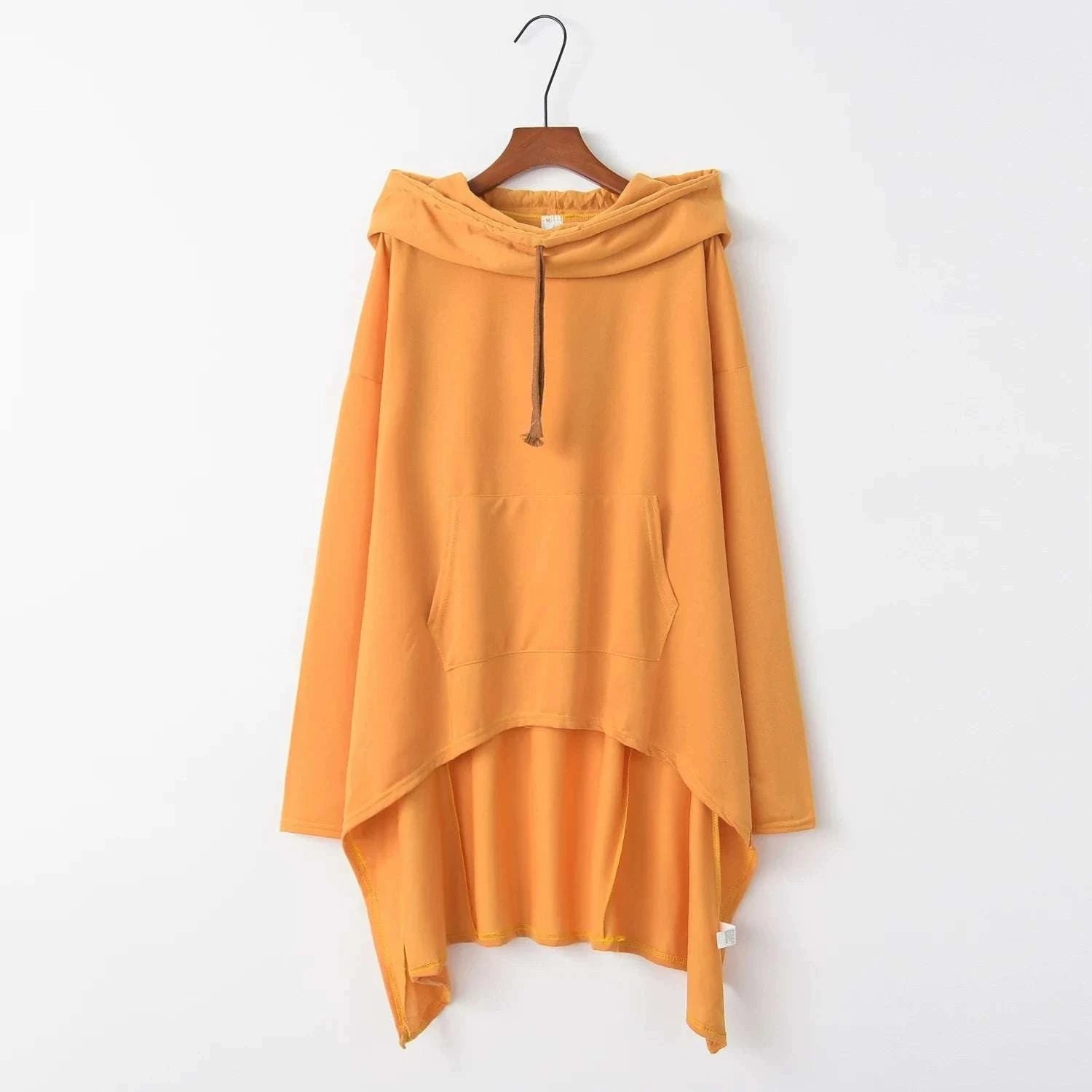 Women's Long Loose Hoodie Dress with Pockets Solid Color-black / XXXL