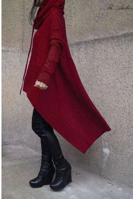 Women's Long Loose Hoodie Dress with Pockets Solid Color-black / XXXL