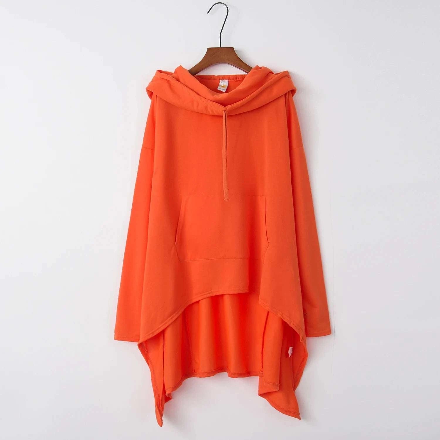 Women's Long Loose Hoodie Dress with Pockets Solid Color-black / XXXL