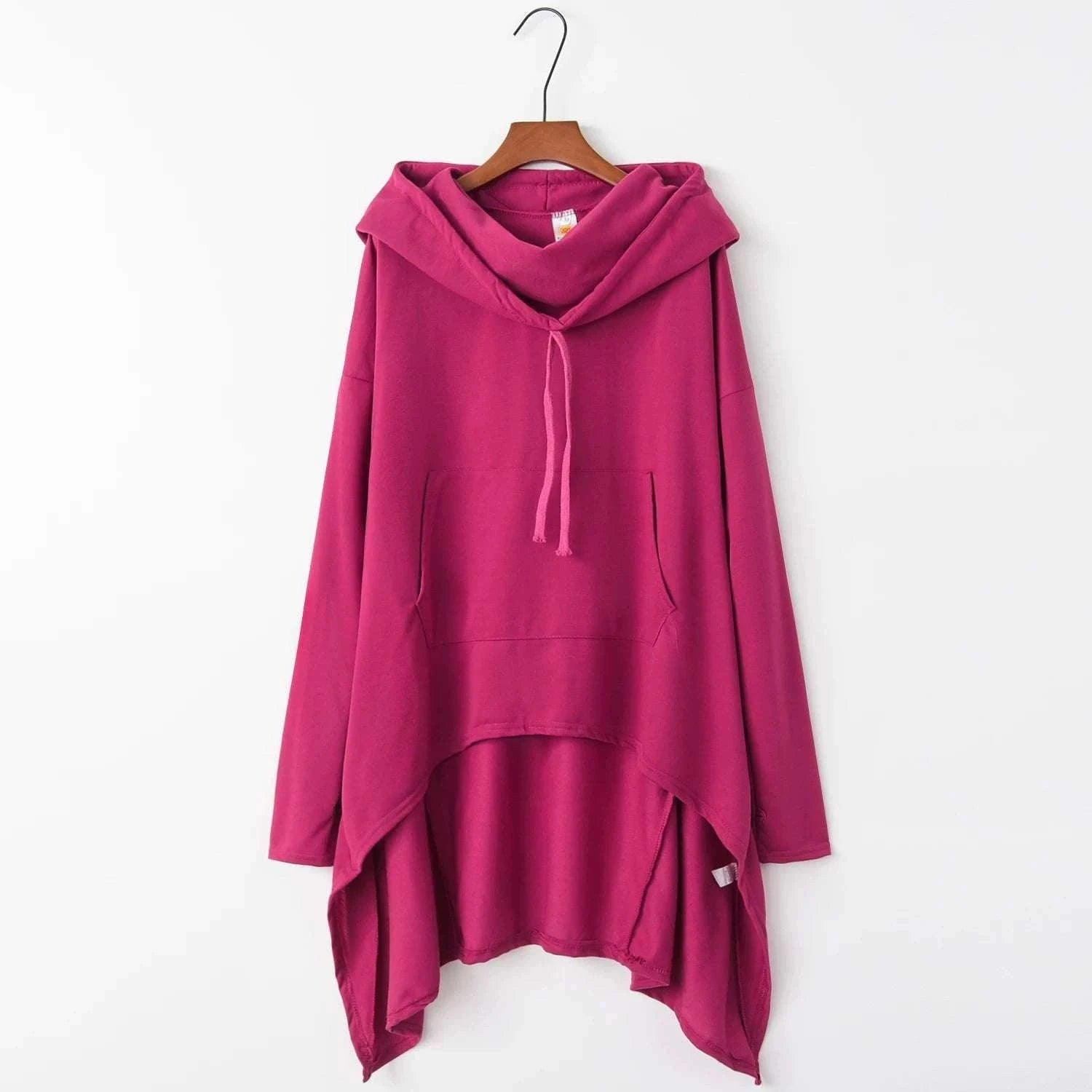Women's Long Loose Hoodie Dress with Pockets Solid Color-black / XXXL