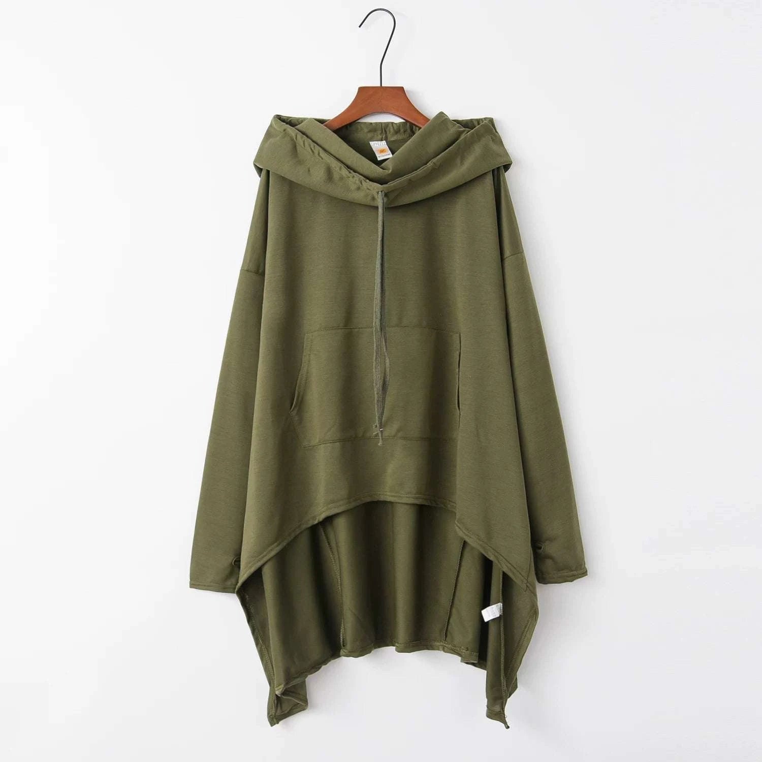 Women's Long Loose Hoodie Dress with Pockets Solid Color-black / XXXL