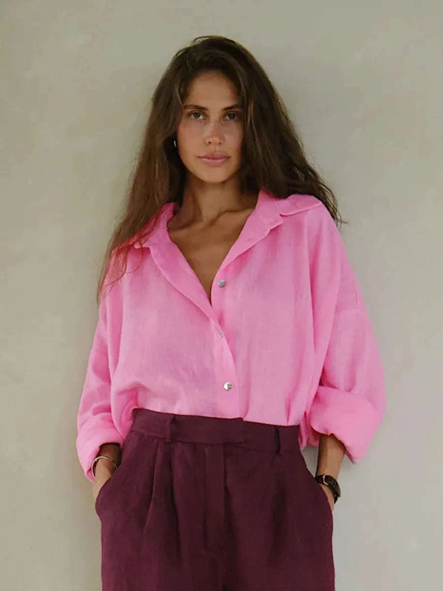 Women's Loose Cotton Button-Up Shirt Cardigan for Spring Summer-White / M