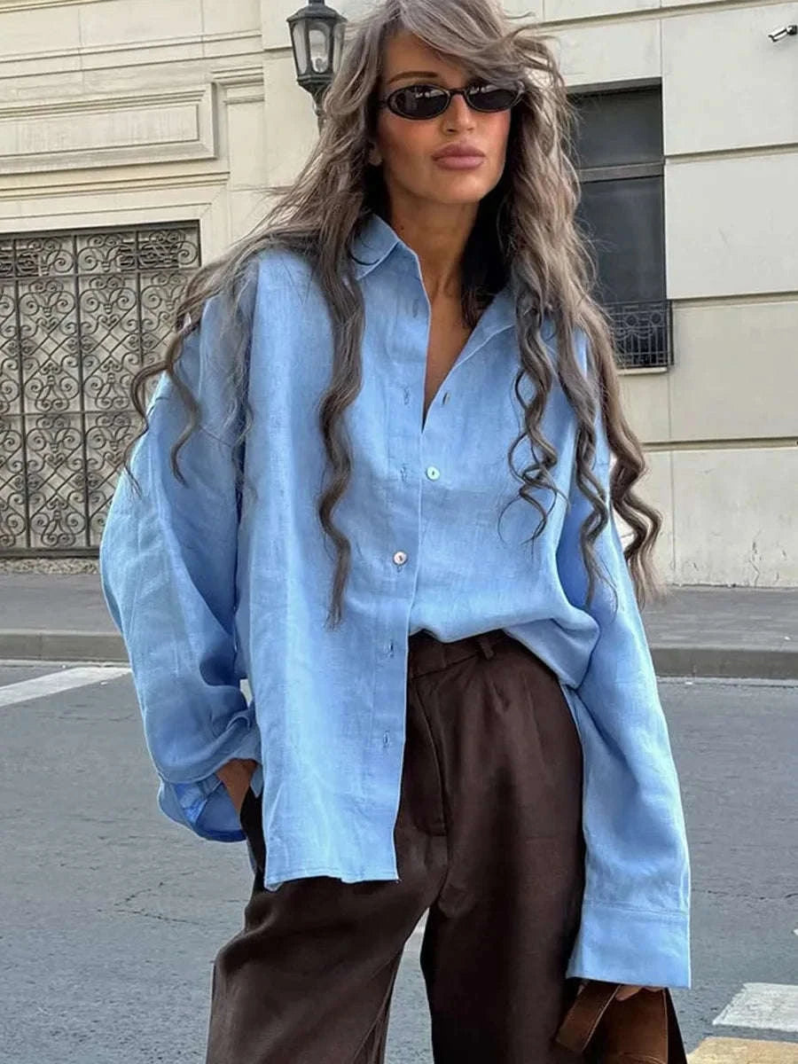 Women's Loose Cotton Button-Up Shirt Cardigan for Spring Summer-White / M