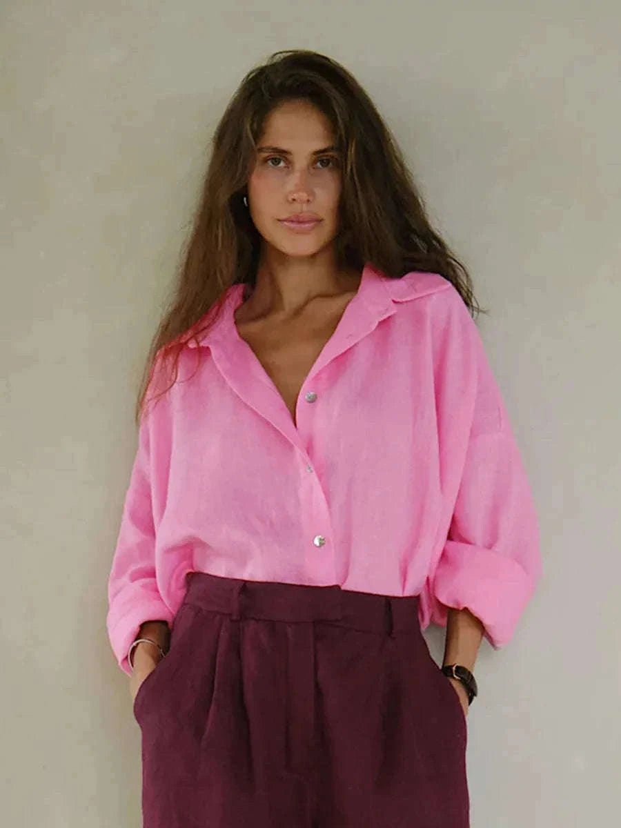 Women's Loose Cotton Button-Up Shirt Cardigan for Spring Summer-White / M