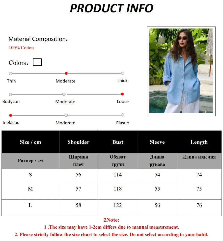 Women's Loose Cotton Button-Up Shirt Cardigan for Spring Summer-White / M