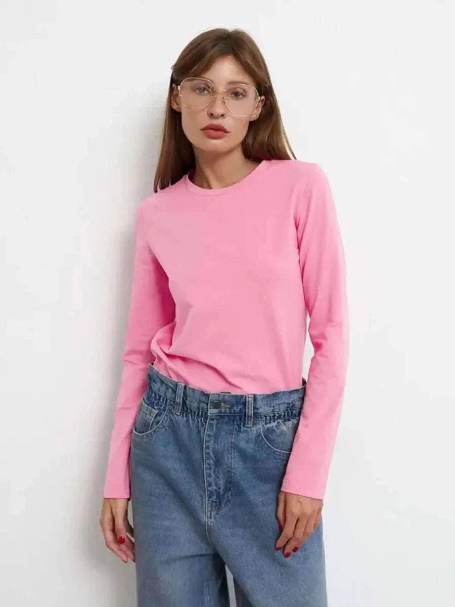 Women’s Loose Cotton Everyday T-Shirt – Soft Casual O-Neck Tee-Light Green / L