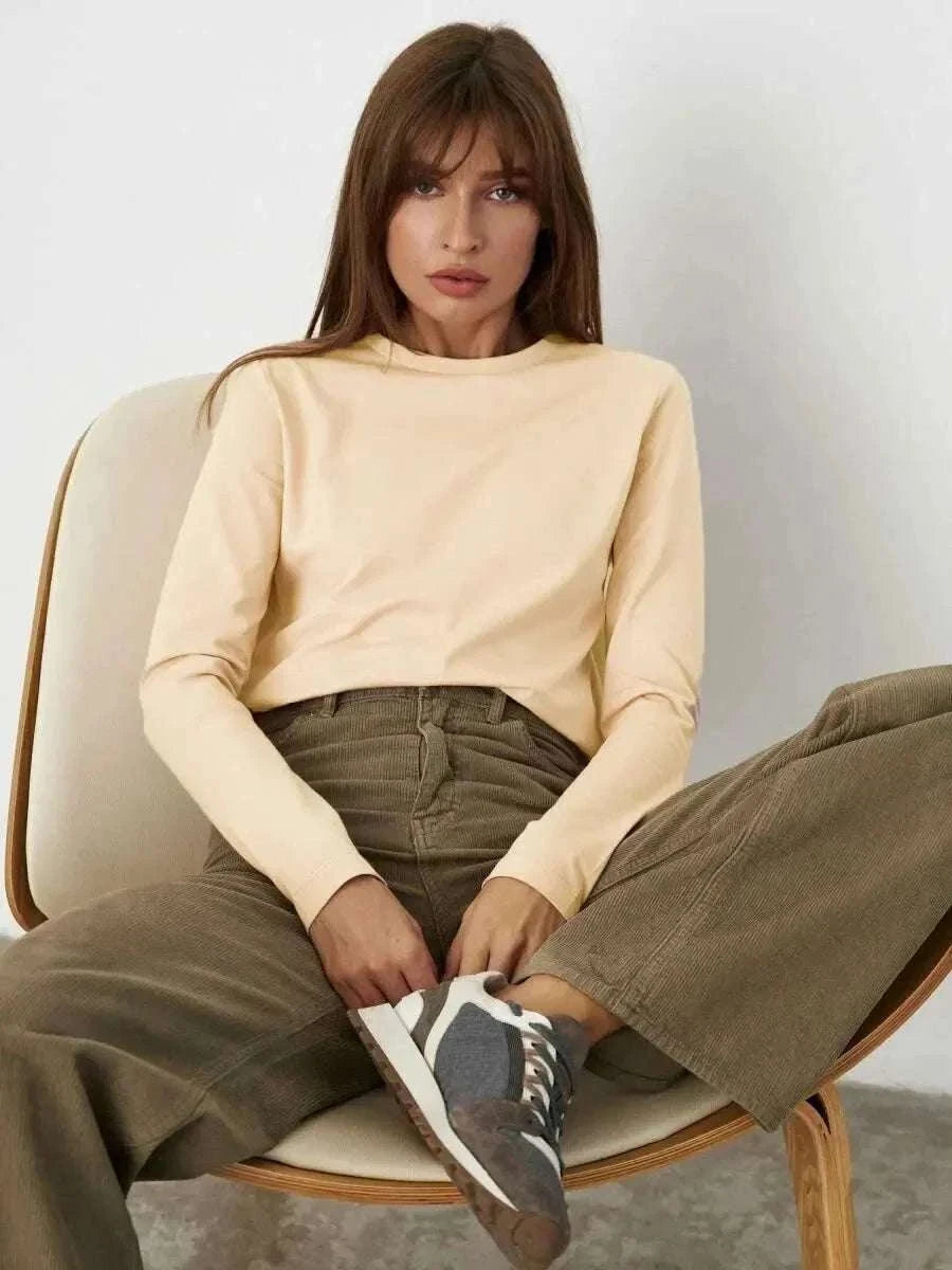 Women’s Loose Cotton Everyday T-Shirt – Soft Casual O-Neck Tee-Light Green / L