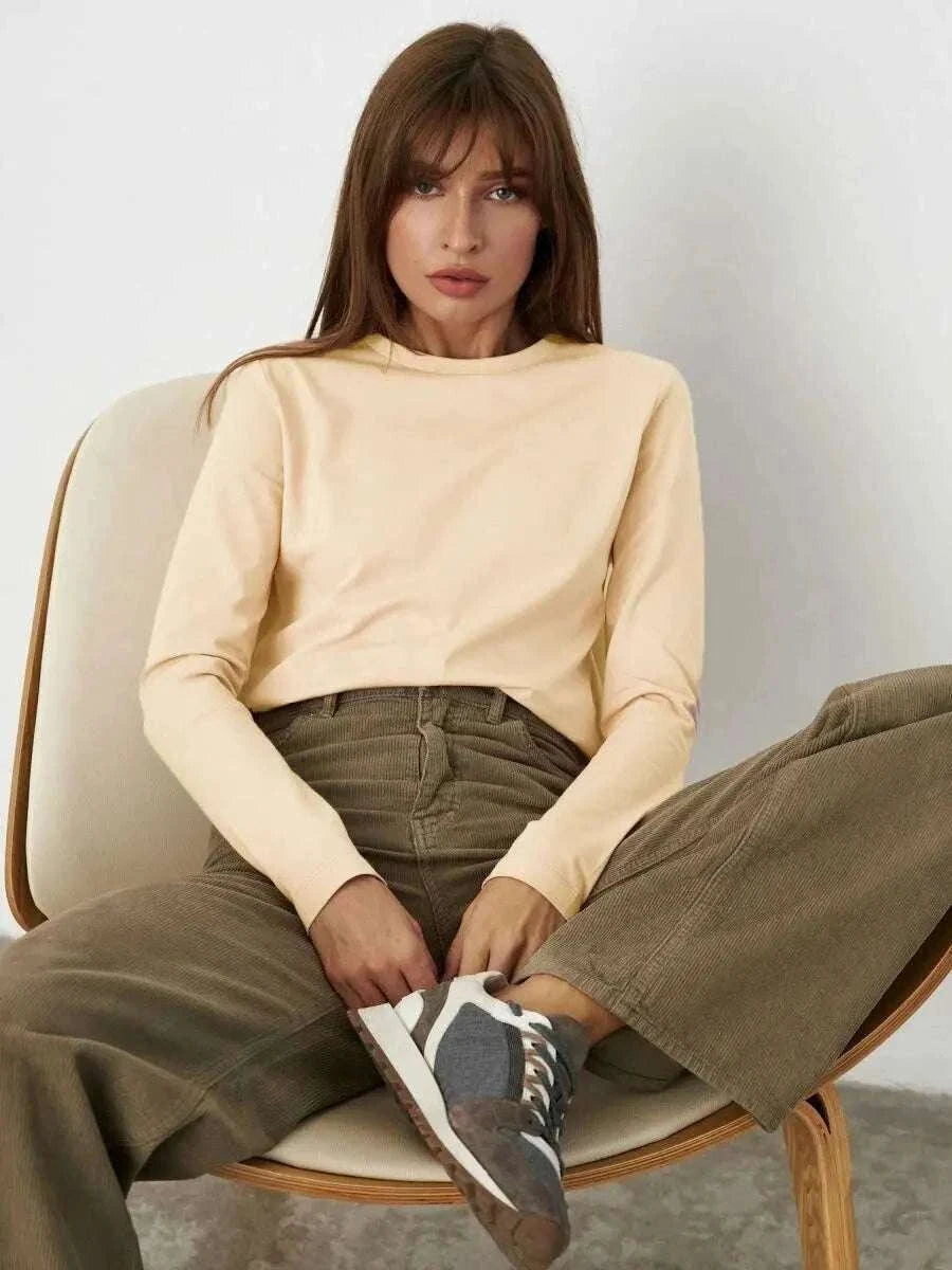 Women’s Loose Cotton Everyday T-Shirt – Soft Casual O-Neck Tee-Light Green / L