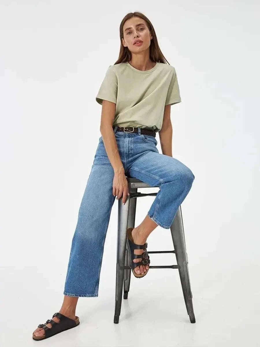 Women’s Loose Fit 100% Cotton T-Shirt – Casual Short Sleeve Basic Top-Navy Blue / S