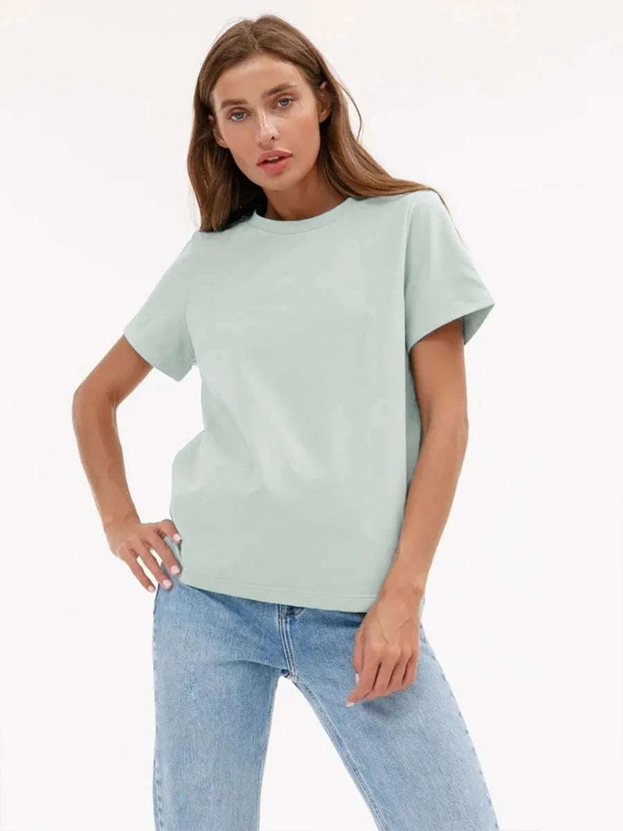 Women’s Loose Fit 100% Cotton T-Shirt – Casual Short Sleeve Basic Top-Navy Blue / S
