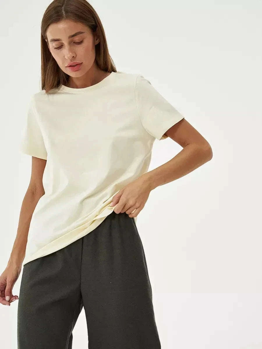 Women’s Loose Fit 100% Cotton T-Shirt – Casual Short Sleeve Basic Top-Navy Blue / S