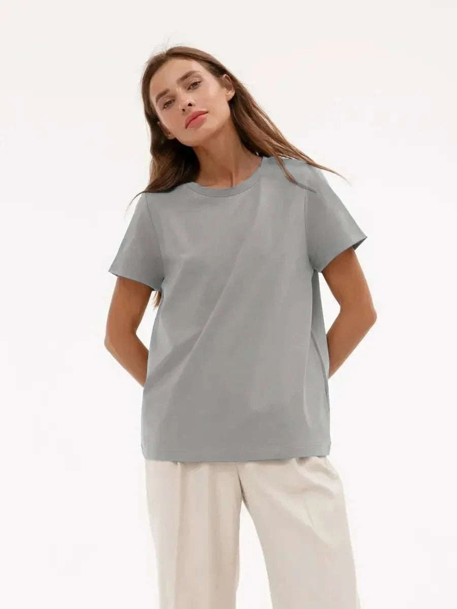 Women’s Loose Fit 100% Cotton T-Shirt – Casual Short Sleeve Basic Top-Navy Blue / S