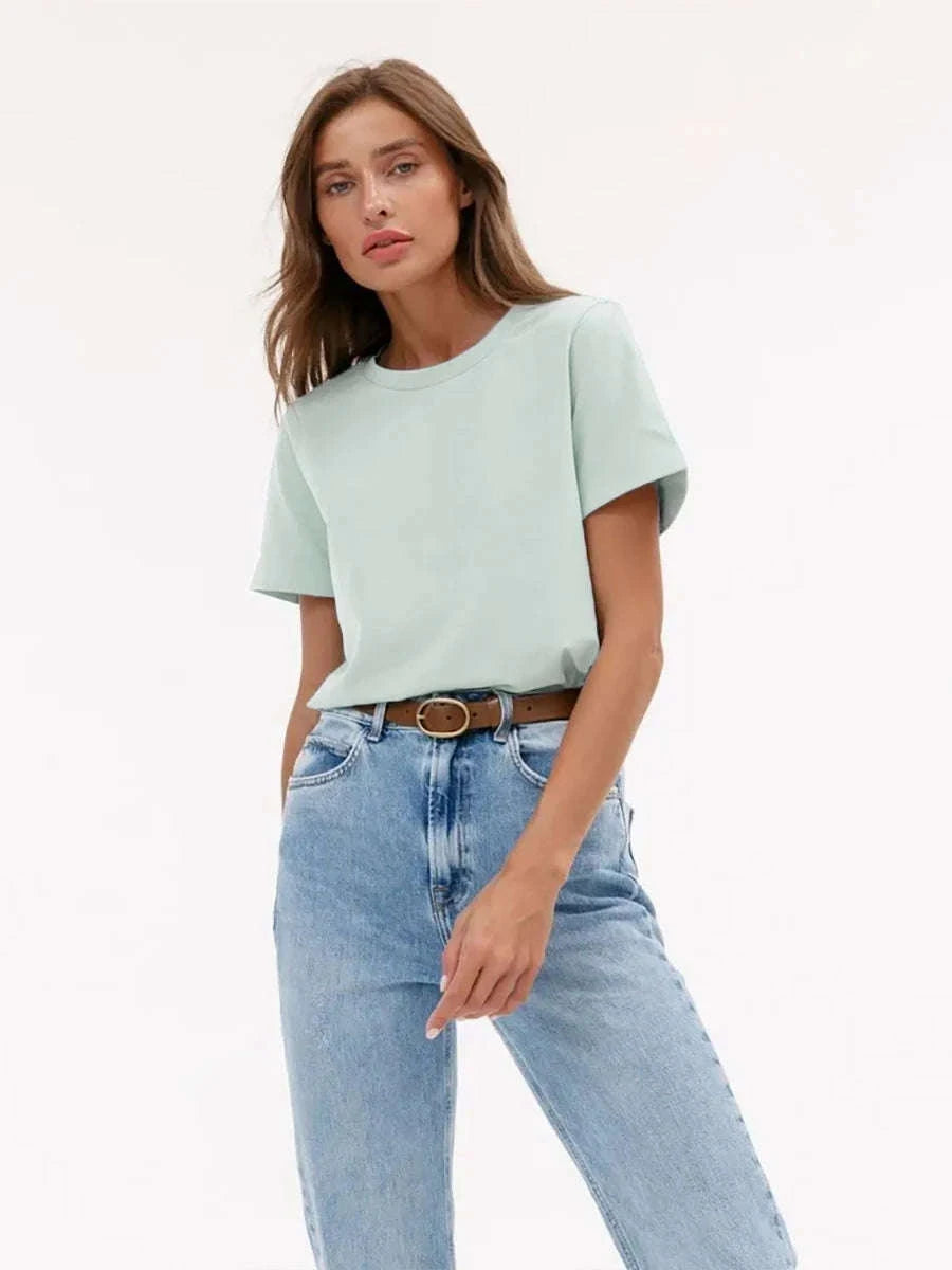 Women’s Loose Fit 100% Cotton T-Shirt – Casual Short Sleeve Basic Top-Navy Blue / S