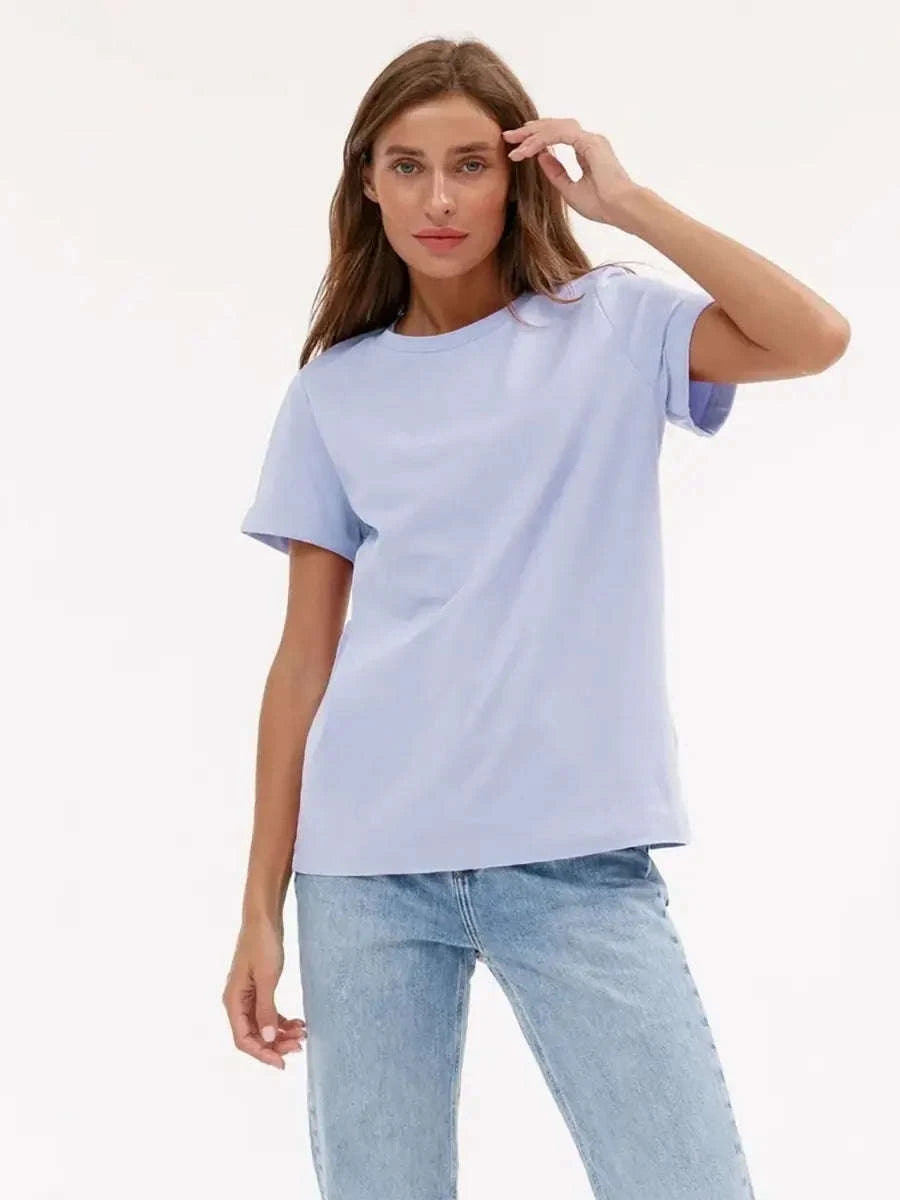 Women’s Loose Fit 100% Cotton T-Shirt – Casual Short Sleeve Basic Top-Navy Blue / S