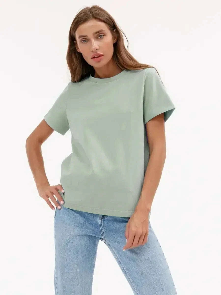 Women’s Loose Fit 100% Cotton T-Shirt – Casual Short Sleeve Basic Top-Navy Blue / S