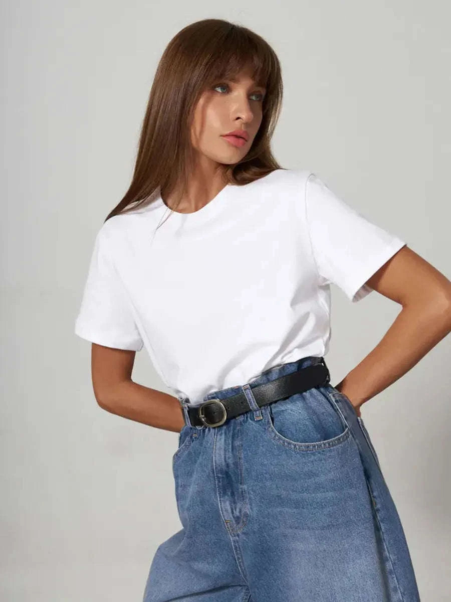 Women’s Loose Fit 100% Cotton T-Shirt – Casual Short Sleeve Basic Top-Navy Blue / S