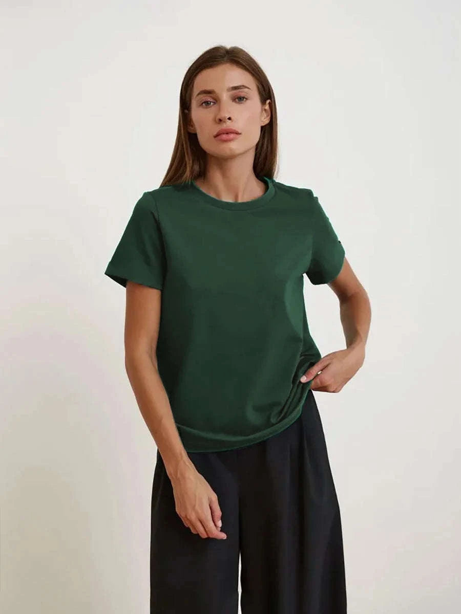 Women’s Loose Fit 100% Cotton T-Shirt – Casual Short Sleeve Basic Top-Navy Blue / S