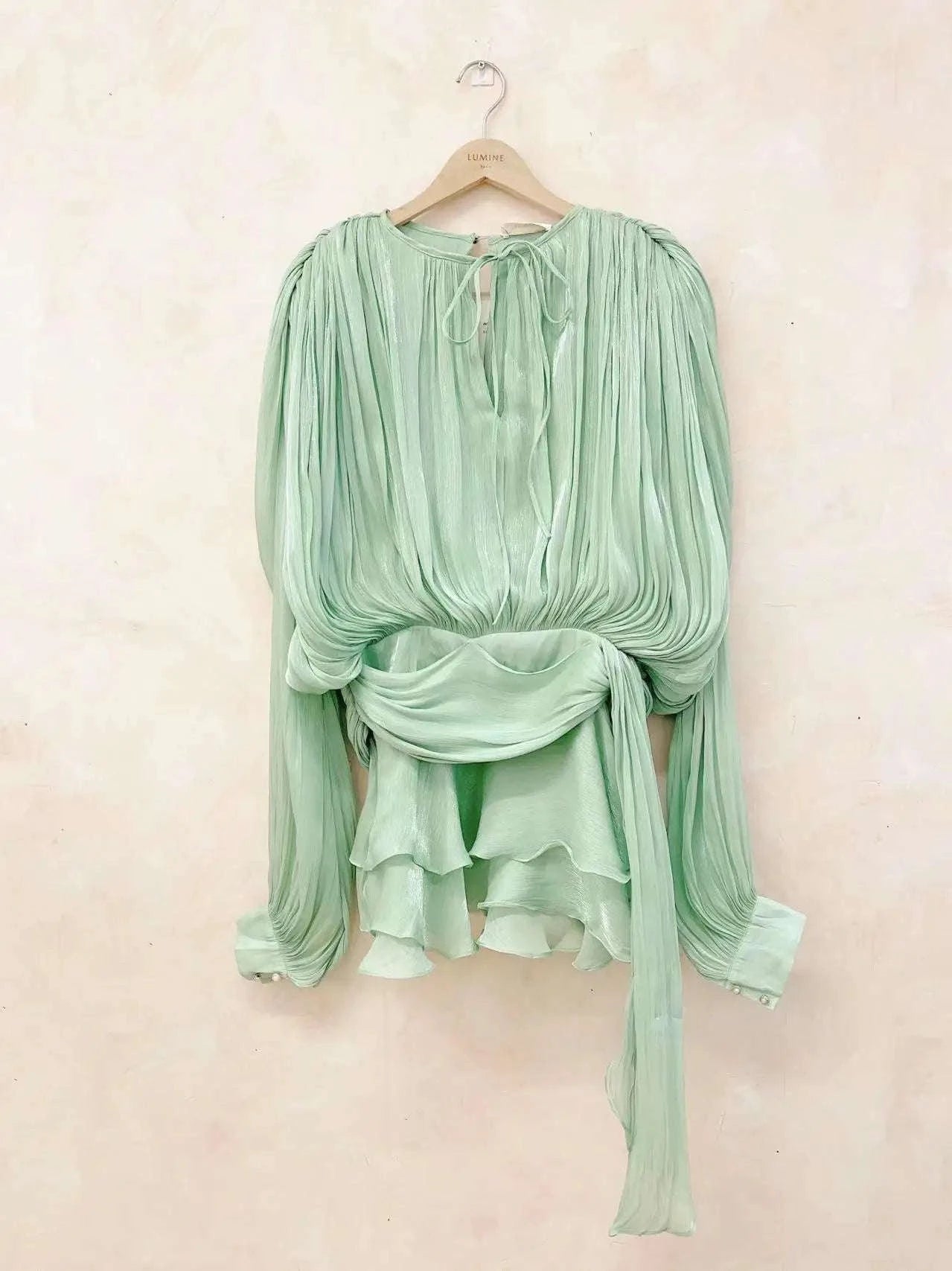 Women's Loose Lace-Up Patchwork Dress-APRICOT / XL