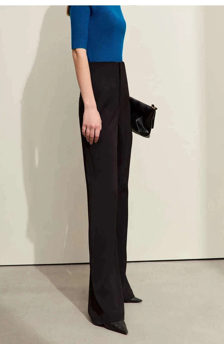Women’s Loose V-Neck Blazer and Wide Leg Pants Suit Set-Black pants / XL