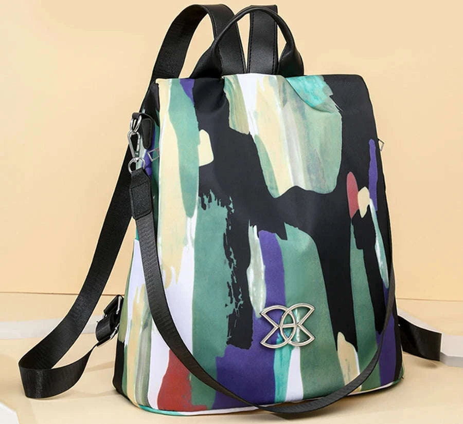 Women's Multifunction Nylon Backpack – Fashion Anti-Theft Travel Bag-Colored PoMuo