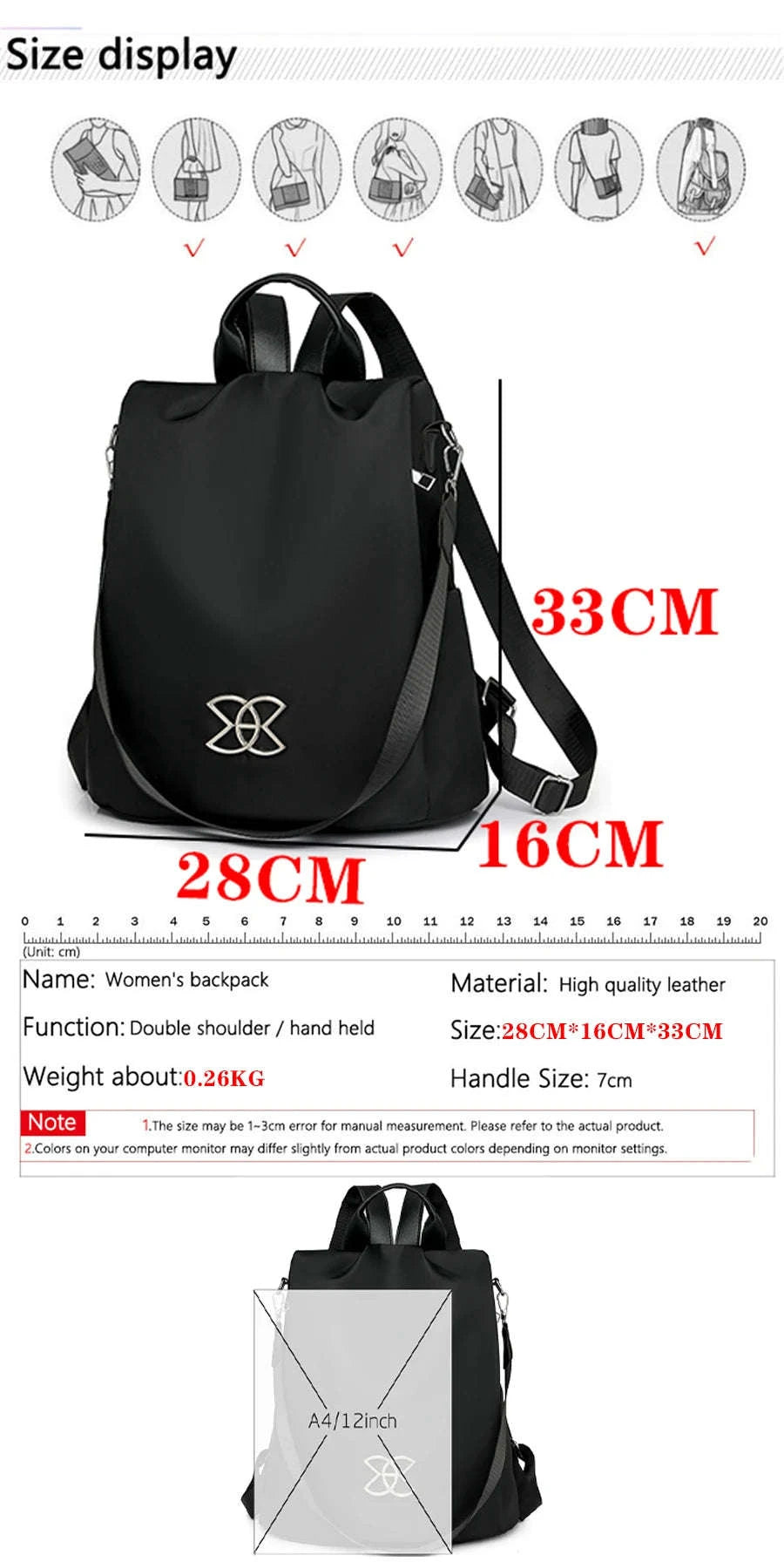 Women's Multifunction Nylon Backpack – Fashion Anti-Theft Travel Bag-Colored PoMuo