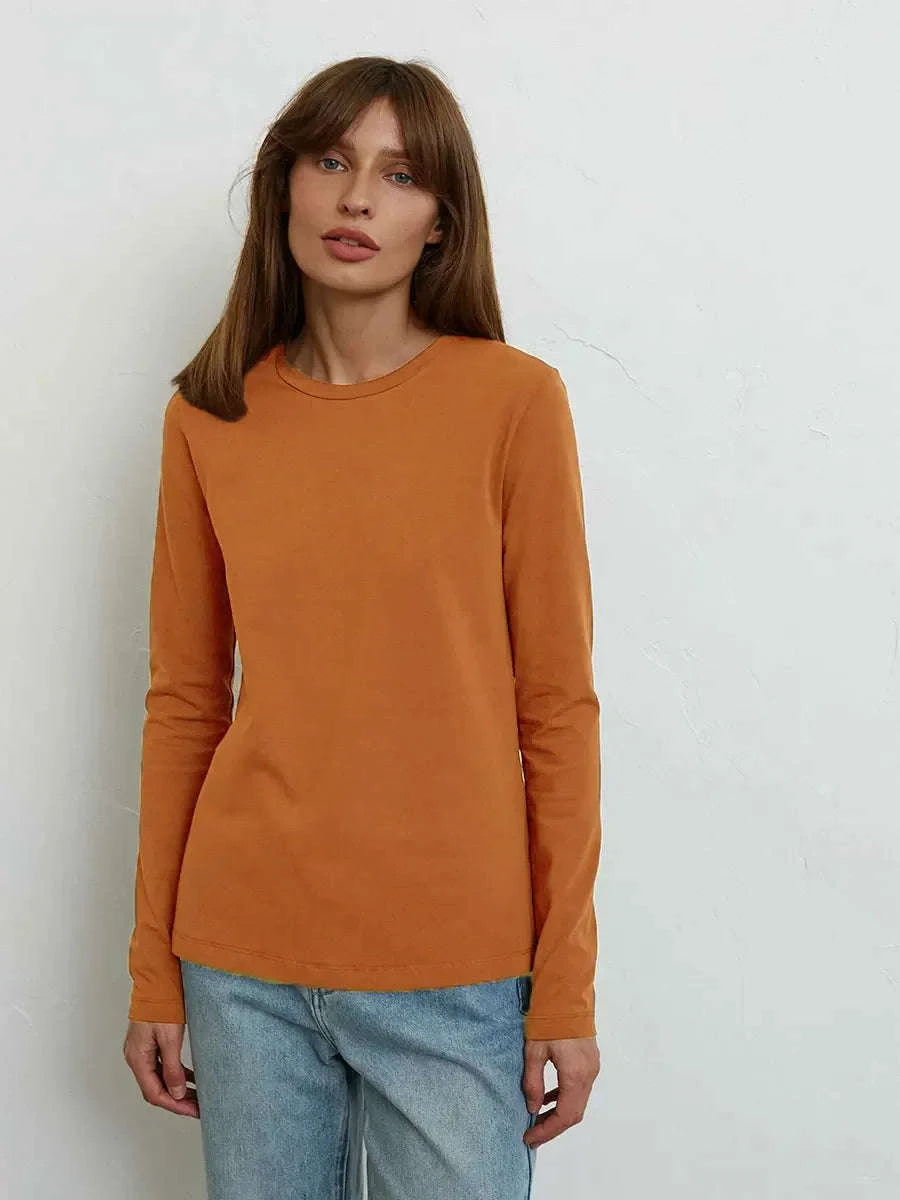 Women's Oversized Cotton Long Sleeve T-Shirt Loose Fit Casual Top-Light Grey / S