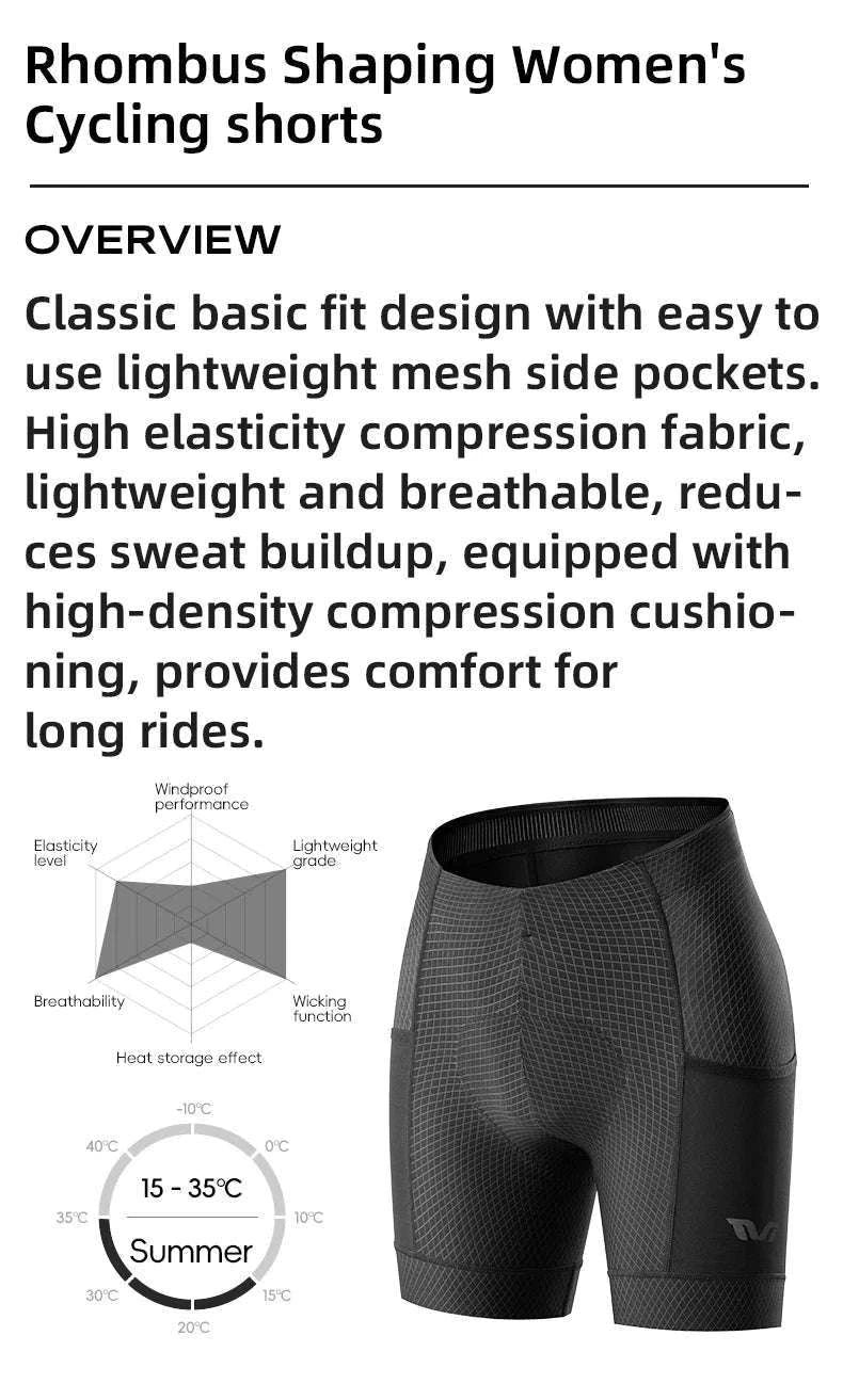 Women’s Quick-Dry Cycling Shorts Breathable Anti-Sweat Bike Shorts-YDDK004 / Asia XXL (EU XL)