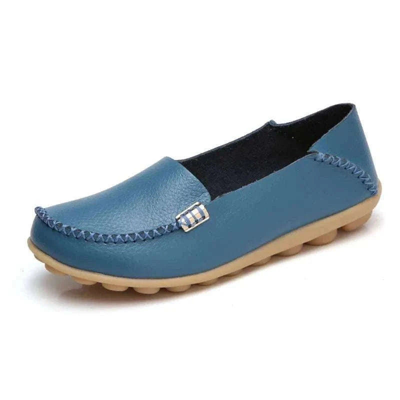 Women’s Retro Moccasin Slip-On Flats for Everyday Comfort-Beige / 36