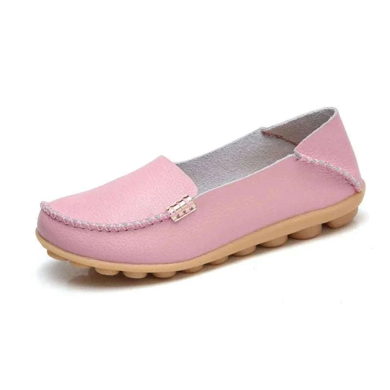 Women’s Retro Moccasin Slip-On Flats for Everyday Comfort-Beige / 36
